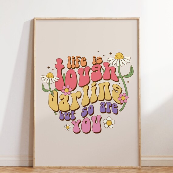 Cute Print Wall Art Retro Wall Art Wall Art Quotes Print Retro Poster Retro Wall Decor Wall Art Daisy