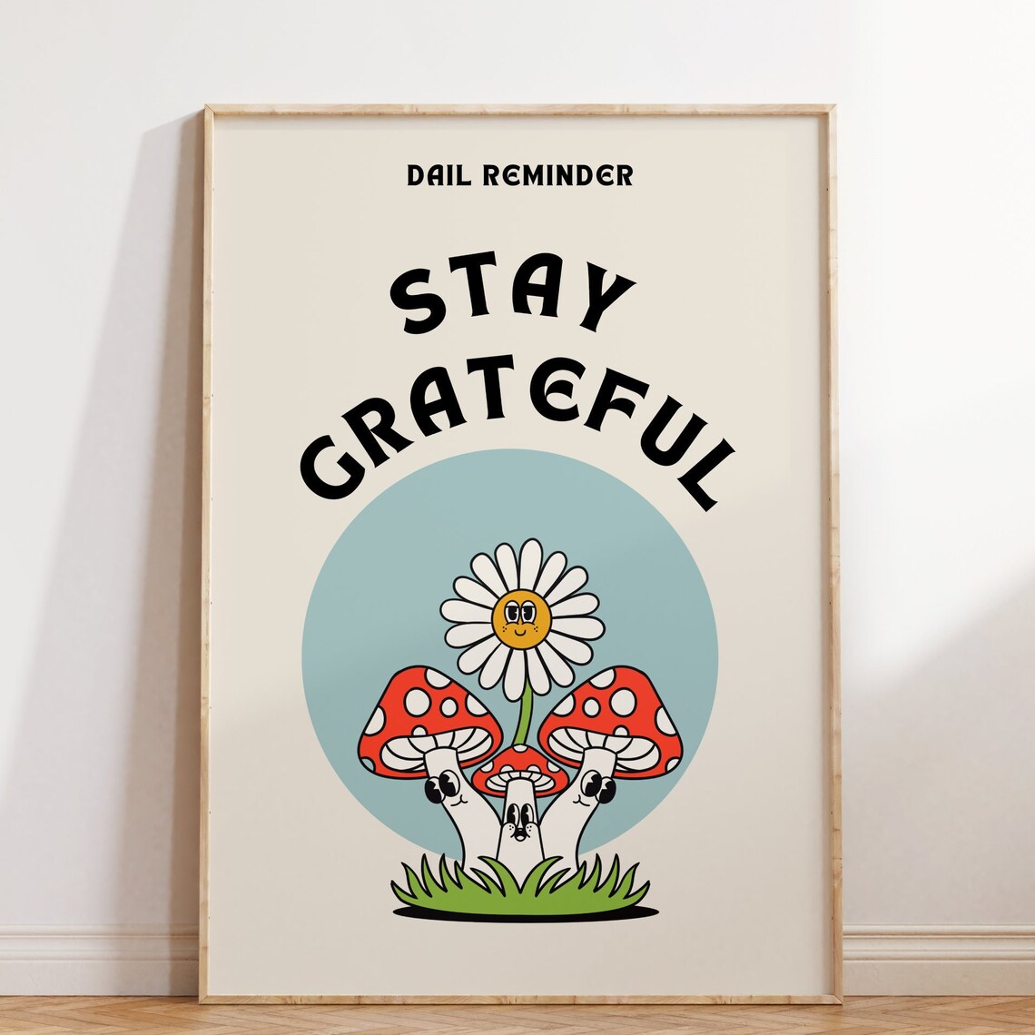 Stay Grateful Wall Print Inspirational Print Cute Retro Wall Print Retro Wall Art Print Wall Decor Retro Poster