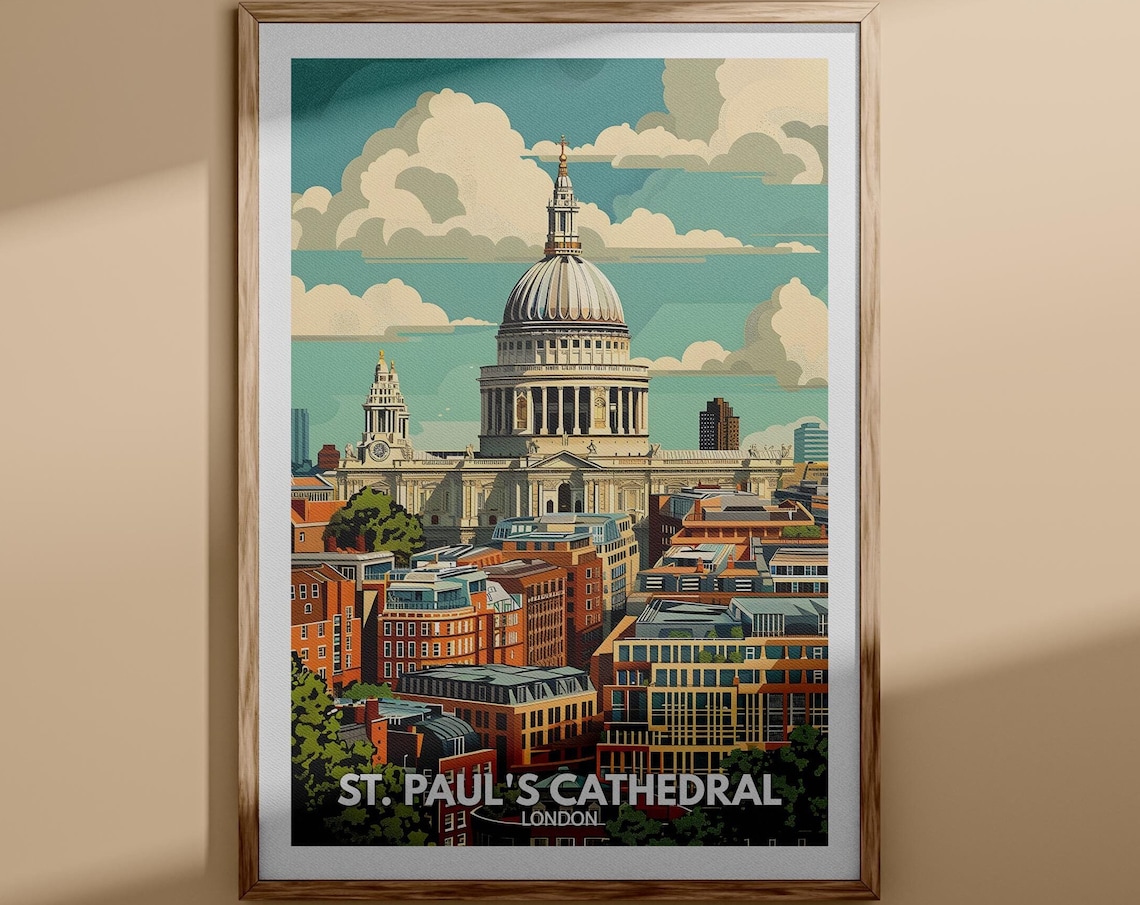 St. Paul's Cathedral London Iconic Dome City Skyline Travel Poster