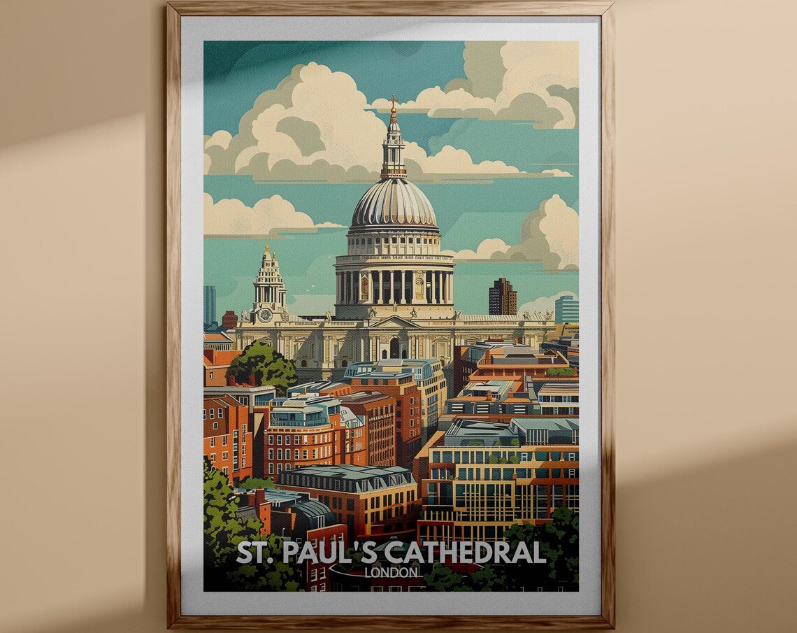 St Pauls Cathedral Print St Pauls Cathedral Poster Uk Wall Art London Wall Art Decor London Travel Poster England Travel Poster
