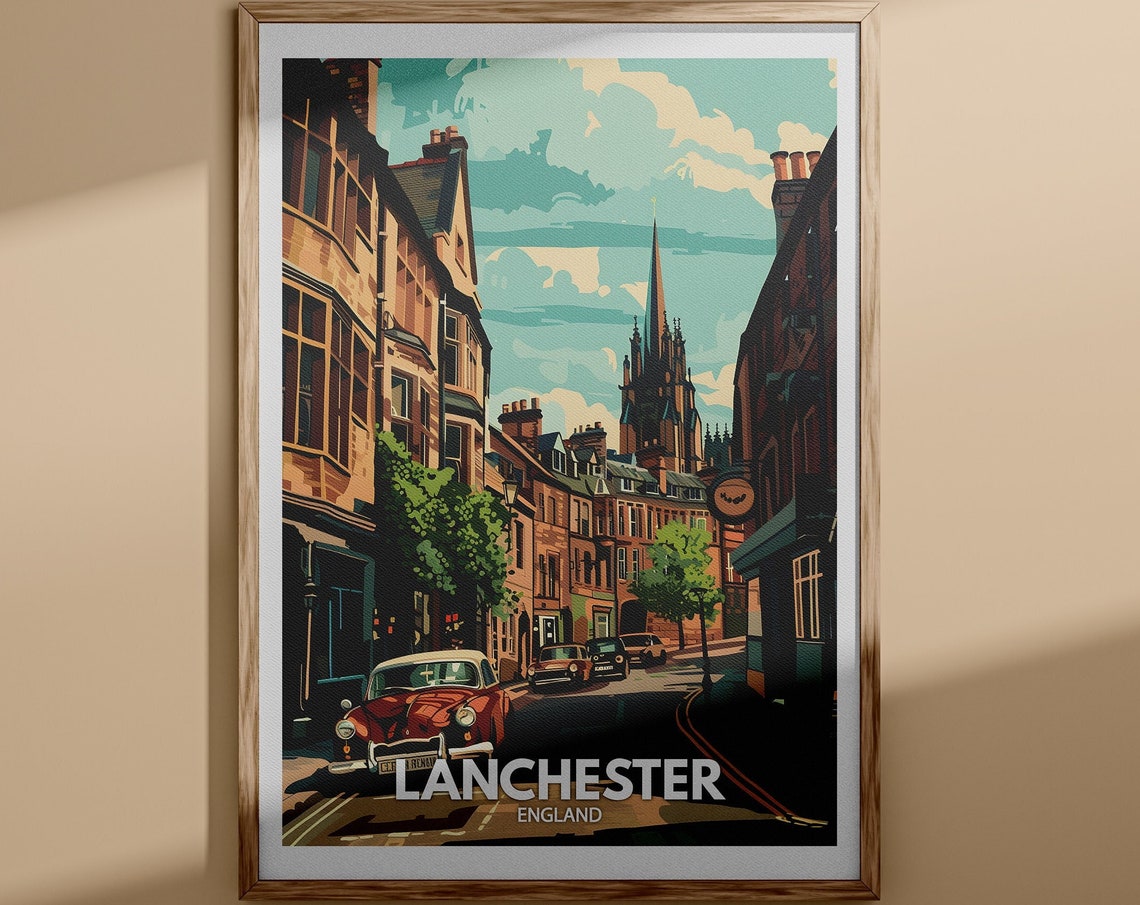 Lanchester Art Print Lanchester City Poster Uk Wall Art England Decor British Travel Poster United Kingdom Print England City Art