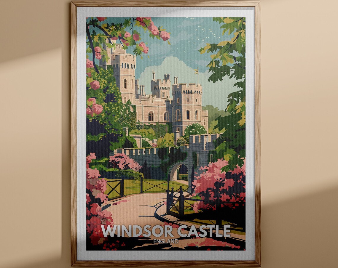 Windsor Castle England Royal Residence Blossom Gardens Poster