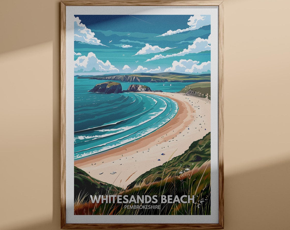 Whitesands Beach Pembrokeshire Sandy Bay Turquoise Sea Poster