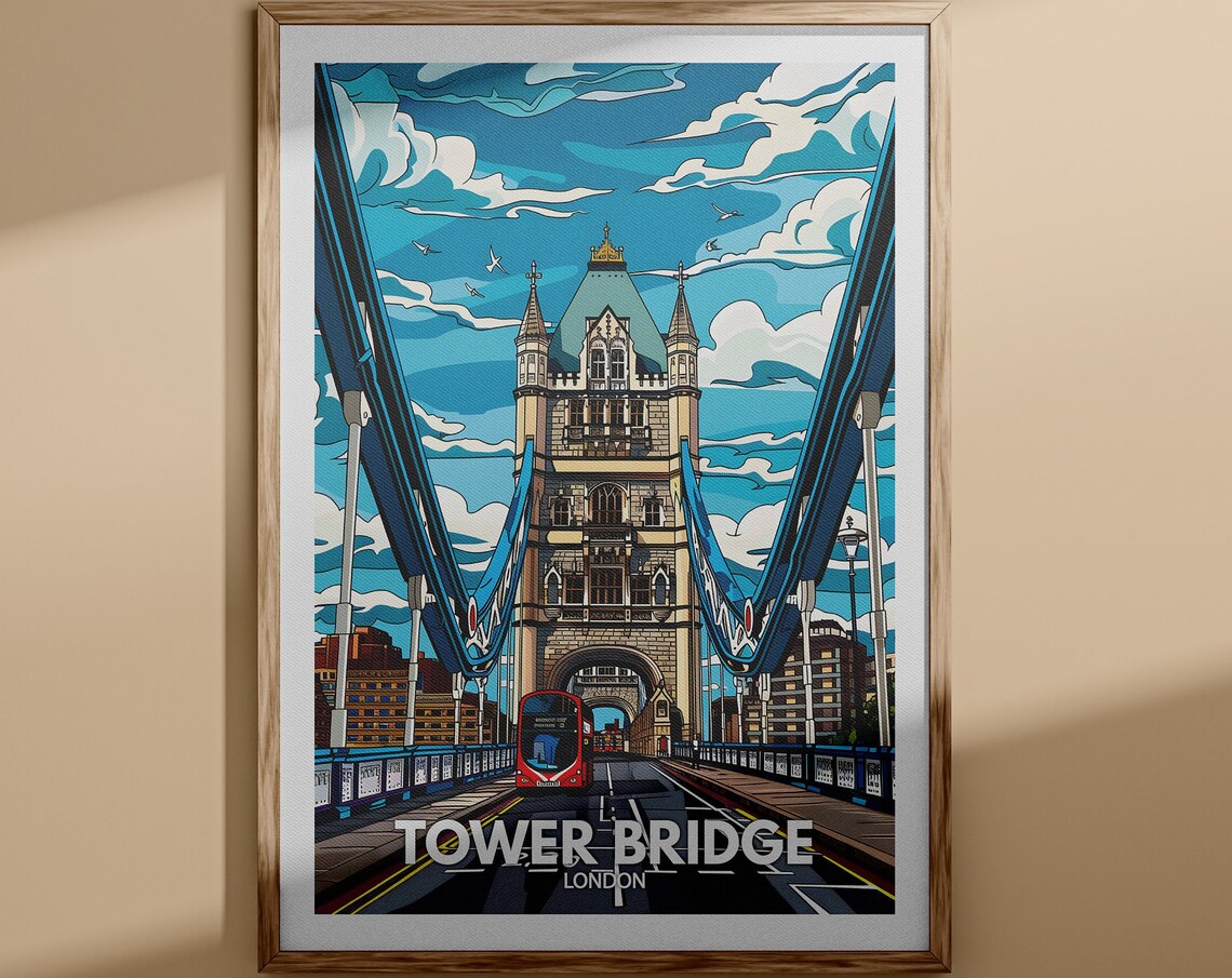 Tower Bridge Print Tower Bridge City Poster Uk Wall Art London Wall Art Decor London Travel Poster England Travel Poster