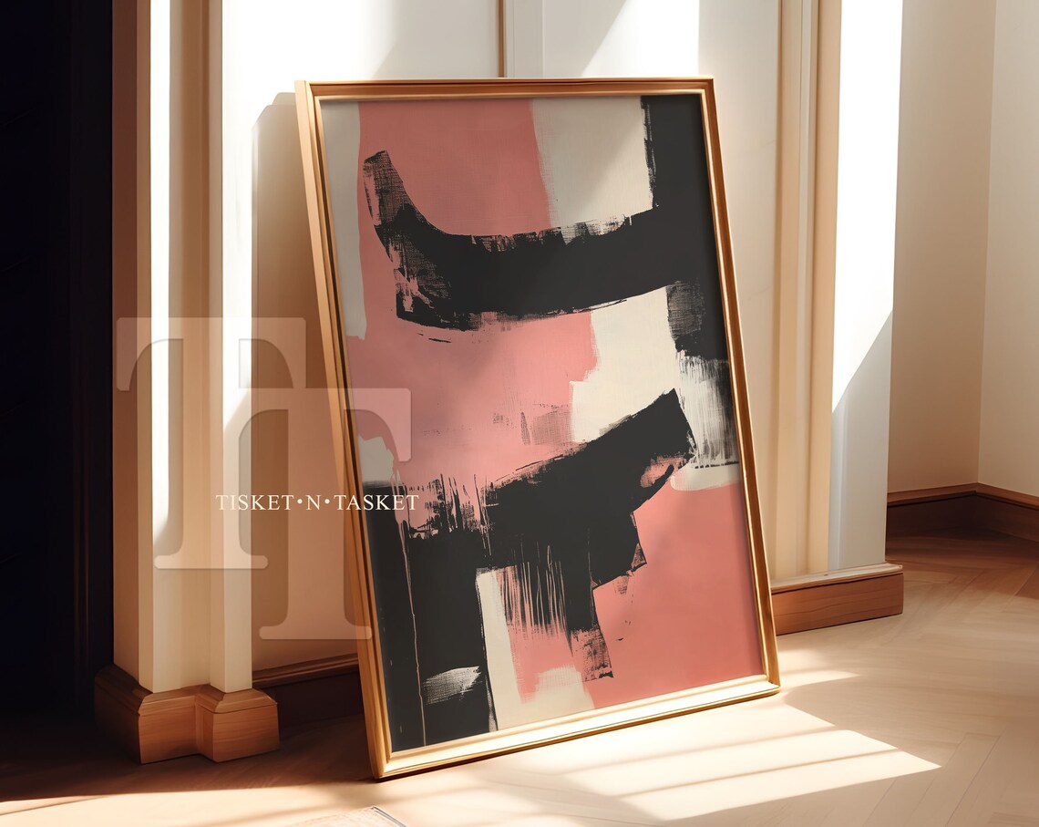 Black And Pink Abstract Bold Pop Of Color Art Print