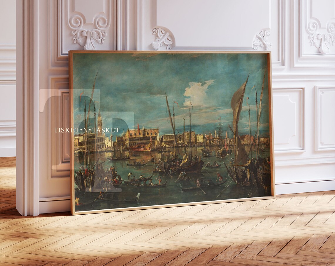 Venice Bacino di San Marco 1700s Canaletto Style Italian Landscape Print
