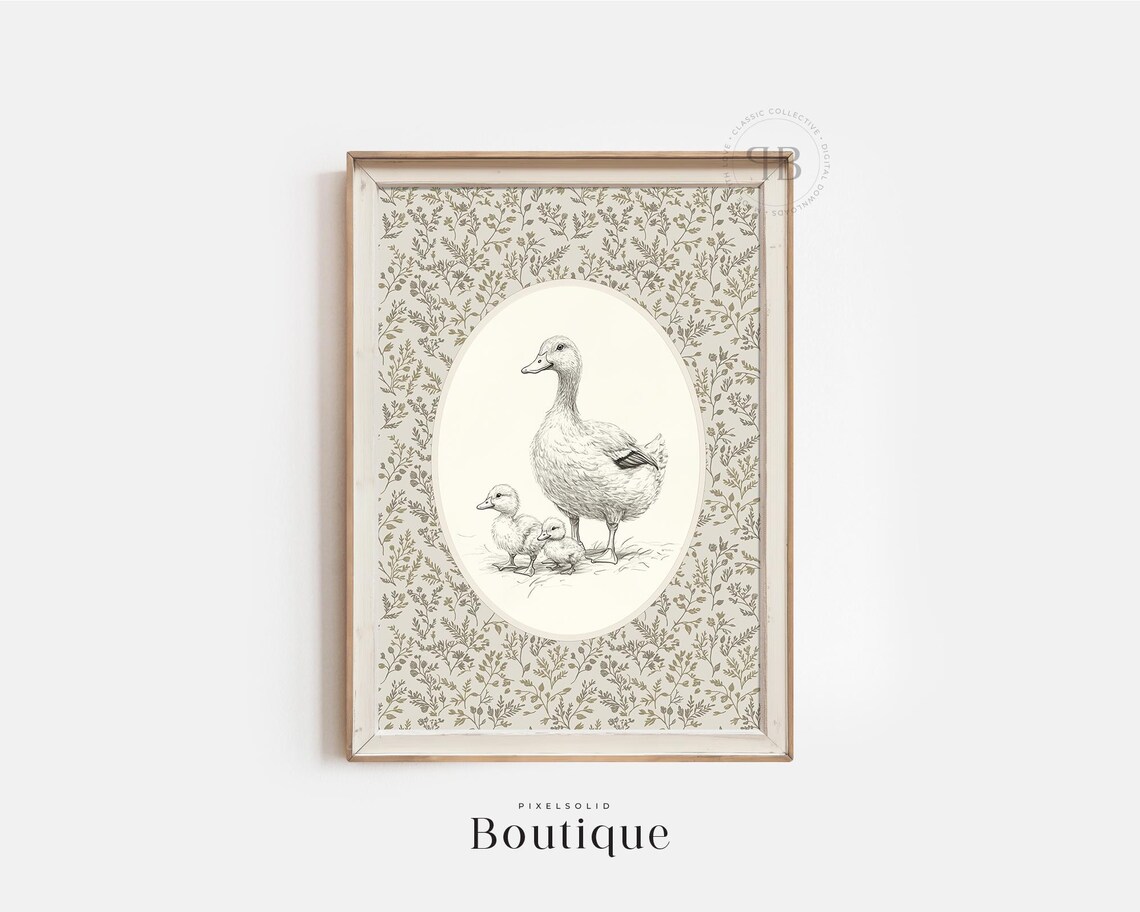 Duck Family Print, Vintage-Style Farmhouse Art Print