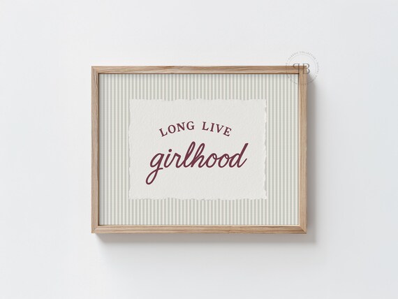 Girlhood Quote Wall Art Kids Room Decor Minimalist Nursery Typography Print Rustic Paper Texture No820