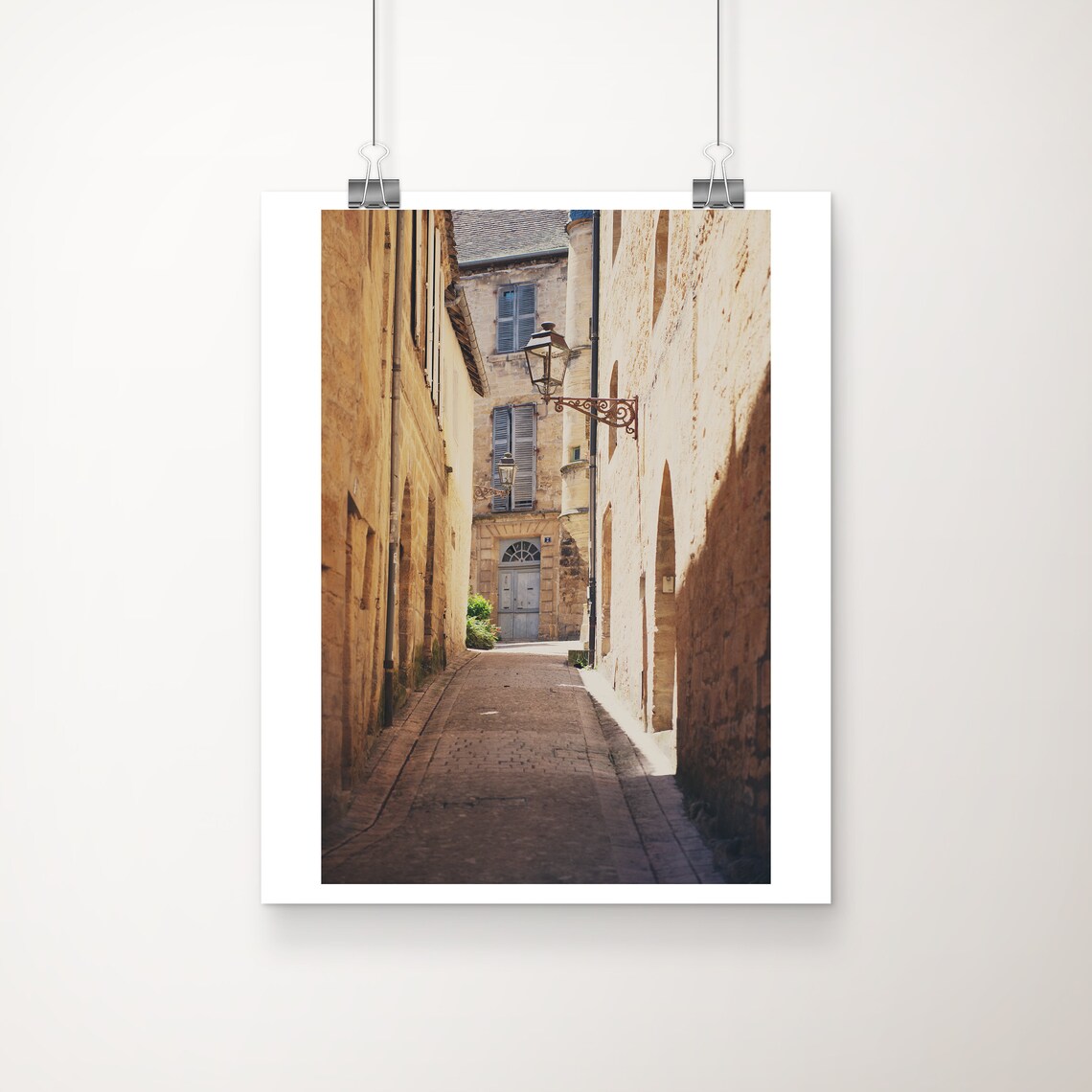 Sarlat France Medieval Cobblestone Street Travel Photo Poster