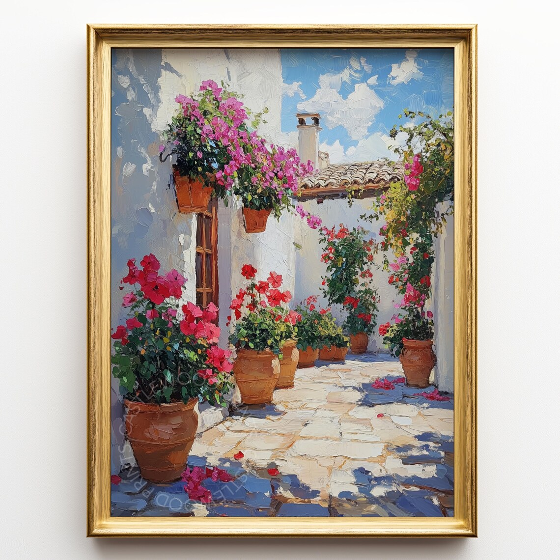 Andalusian Courtyard Garden Bougainvillea Terracotta Pots Poster