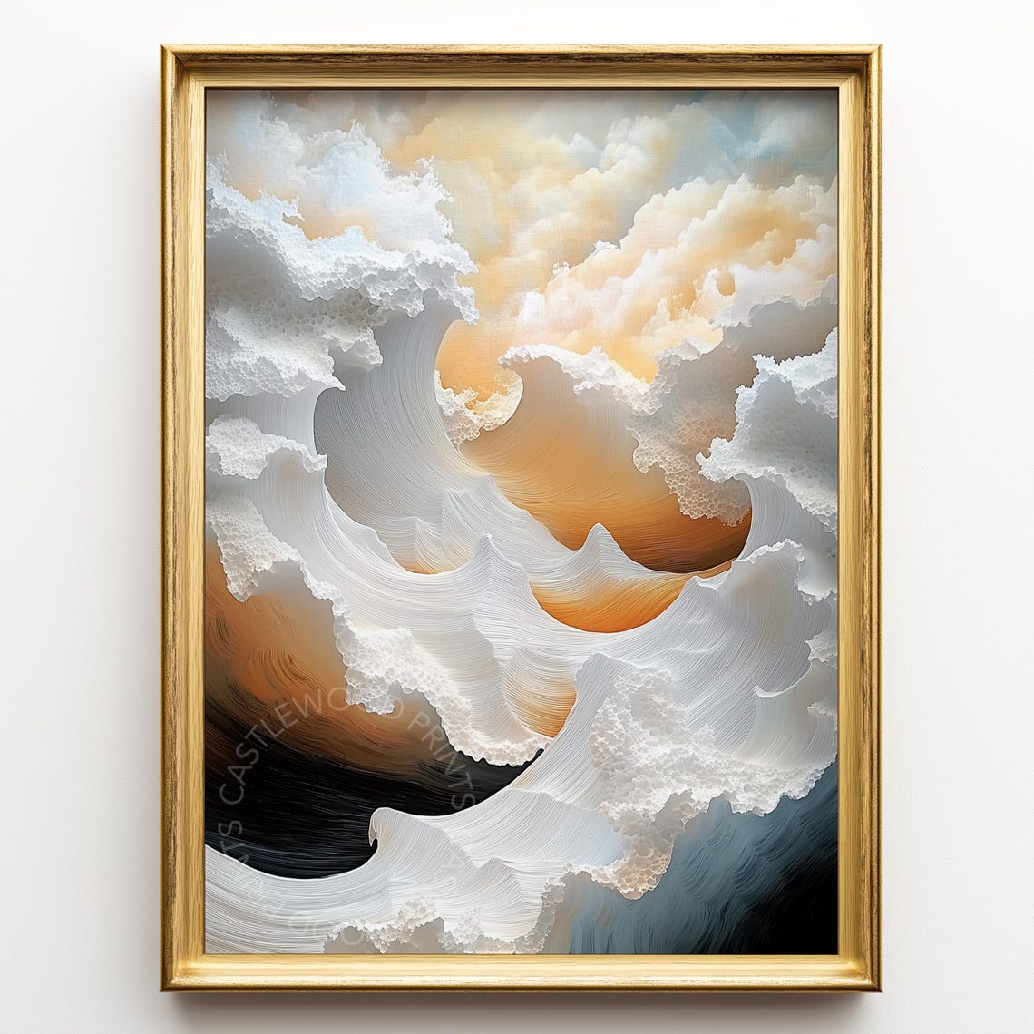 Ethereal Sky Abstract Painting Cloud Wall Art Soft Earthy Tones Dreamy Atmosphere Elegant Home Decor 459