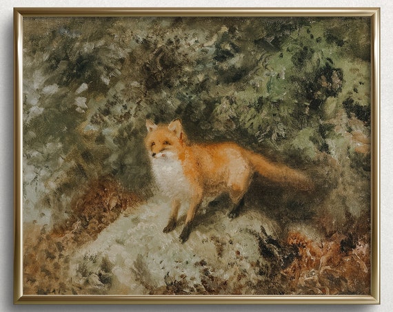 Little Fox Friend, Cottagecore Spring Wall Art Print