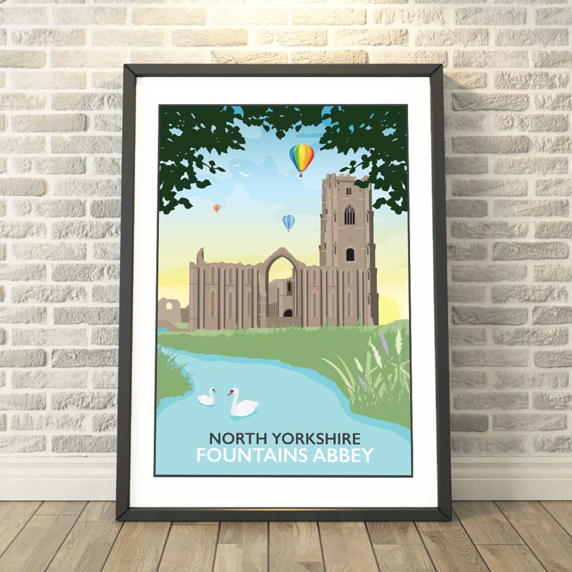 Fountains Abbey Yorkshire Travel Poster, Memory