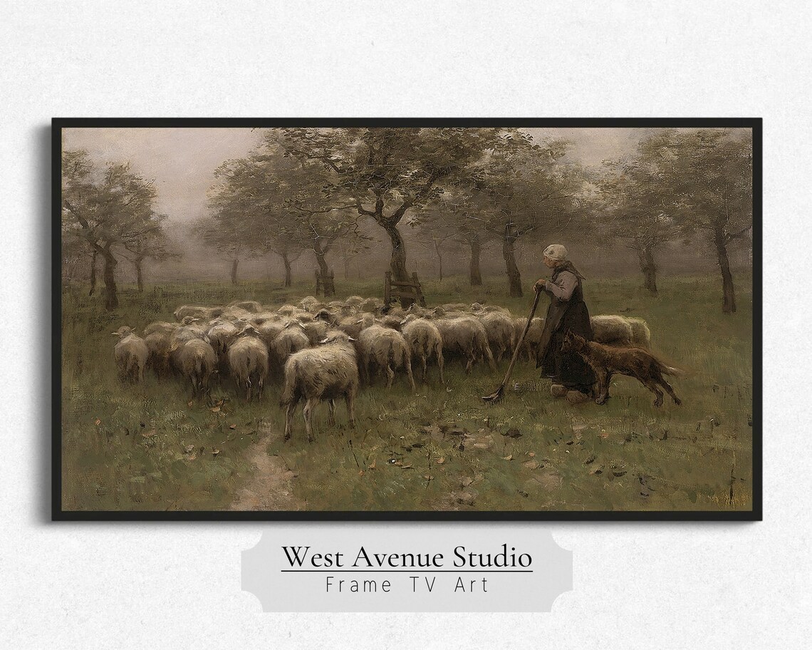 Frame Tv Art Shepherd And Flock Of Sheep Vintage Oil Painting Anton Mauve 1871 Instant Tv Art Screen Saver 314tv - Image 2