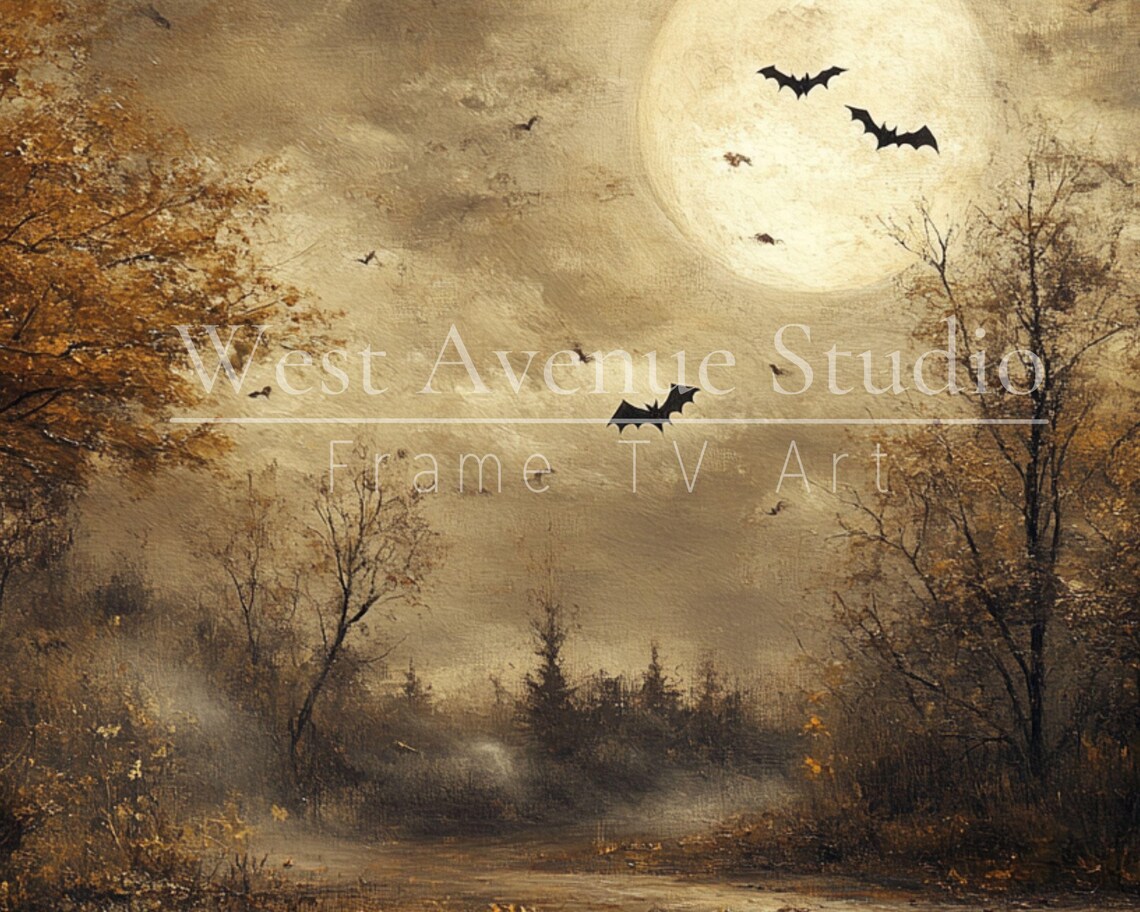 Set Of 20 Halloween Art Bundle Ghosts Witches Haunted Houses Fall Poster - Image 5