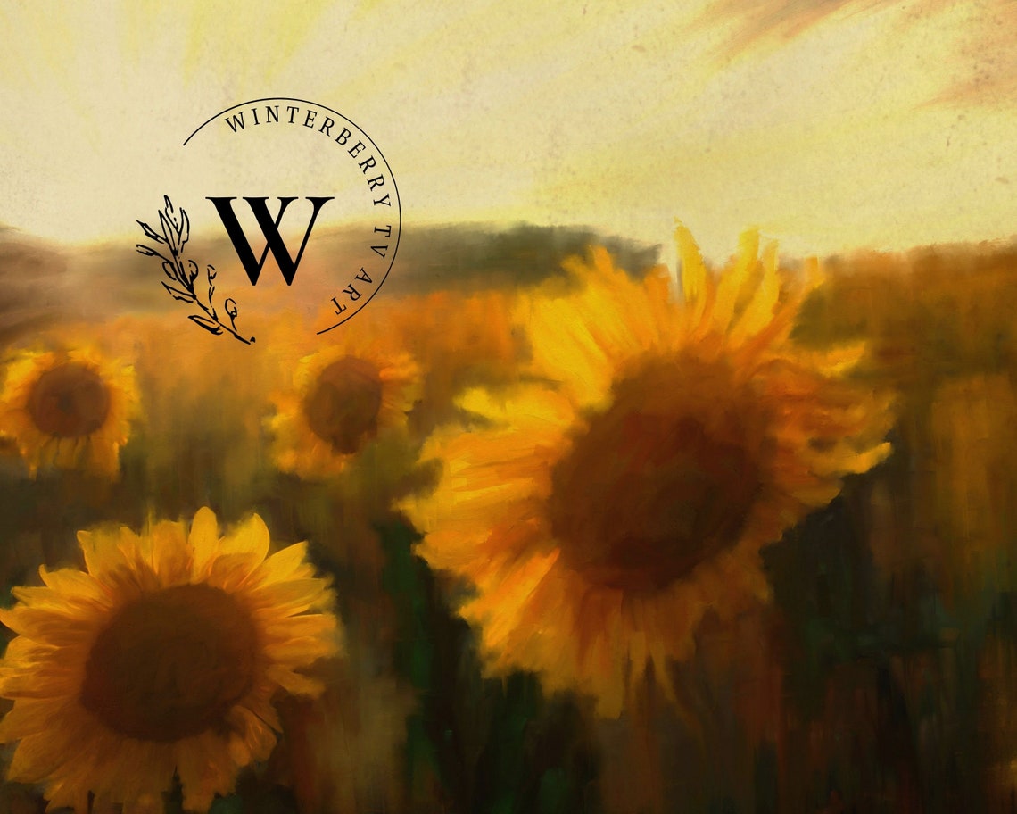 Golden Sunflower Field Sunset Glow Impressionist Summer Floral Poster - Image 2