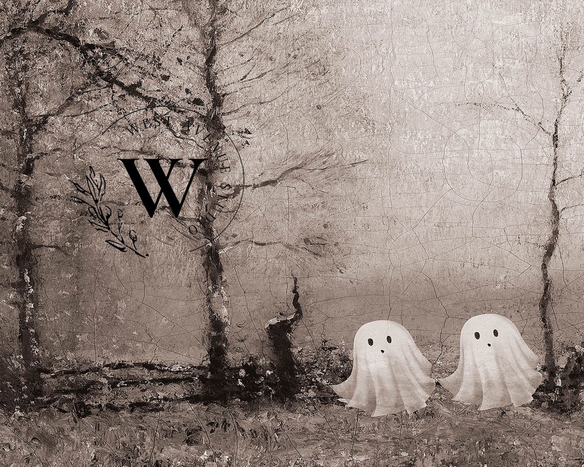 Cute Ghosts Spooky Forest Vintage Halloween Haunted Woodland Poster - Image 3