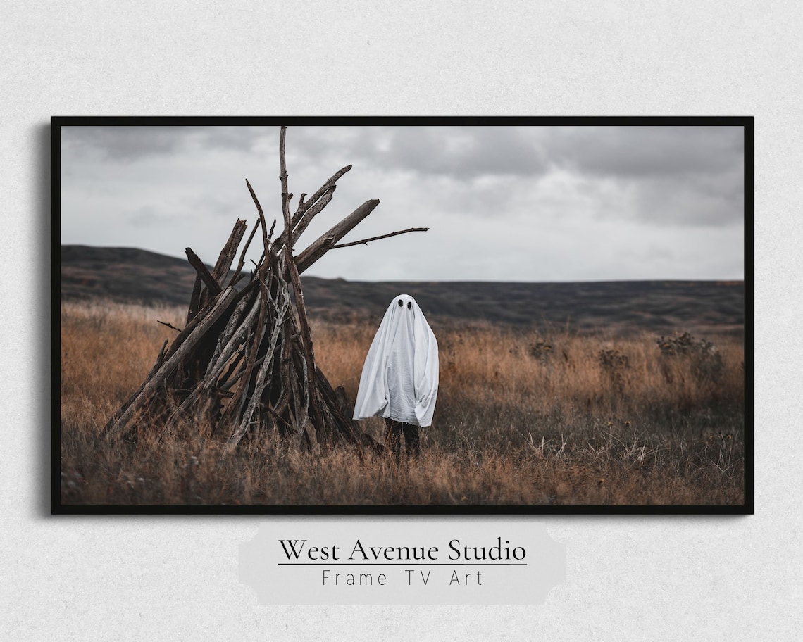 Halloween Ghost in Field Art Print, Farmhouse Decor - Image 4