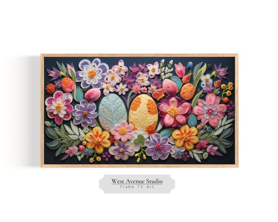 Quilled Easter Eggs With Blooming Flowers Pastel Spring Craft Art Poster