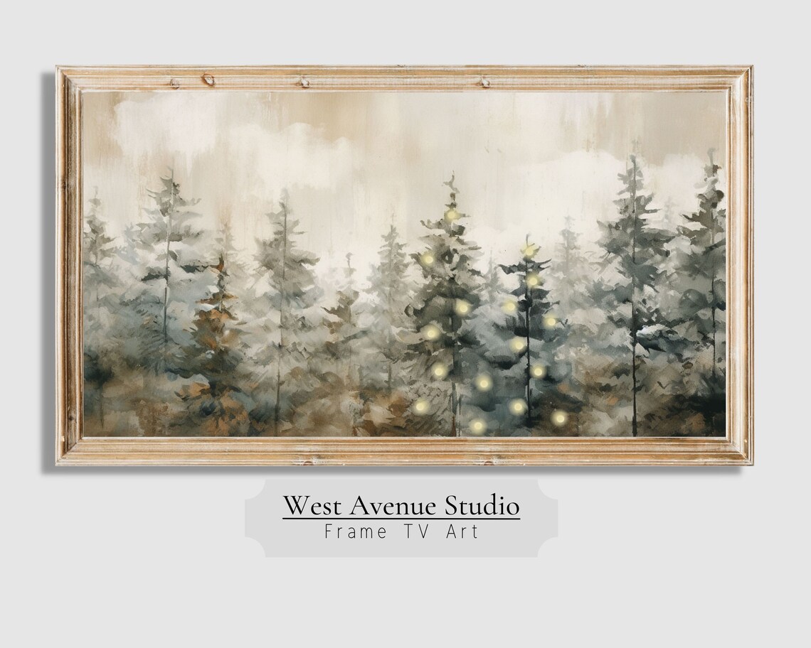 Christmas Tree Neutral Winter Pines Art Print - Image 3