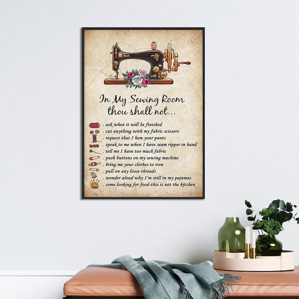 In My Sewing Room Thou Shall Not Funny Sewing Rules List Poster - Image 3