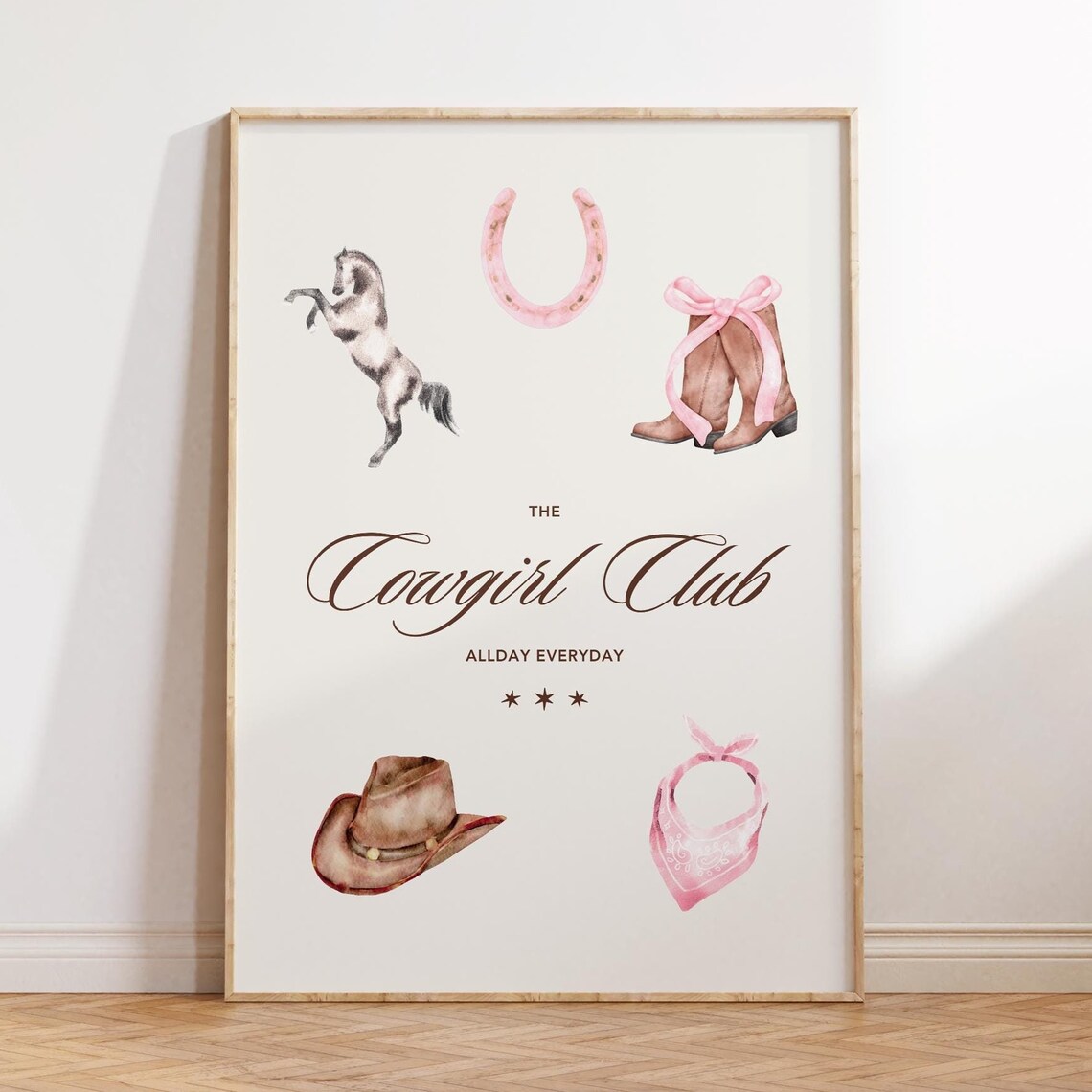 The Cowgirl Club Watercolor Boots Hat Horse Feminine Western Poster - Image 2
