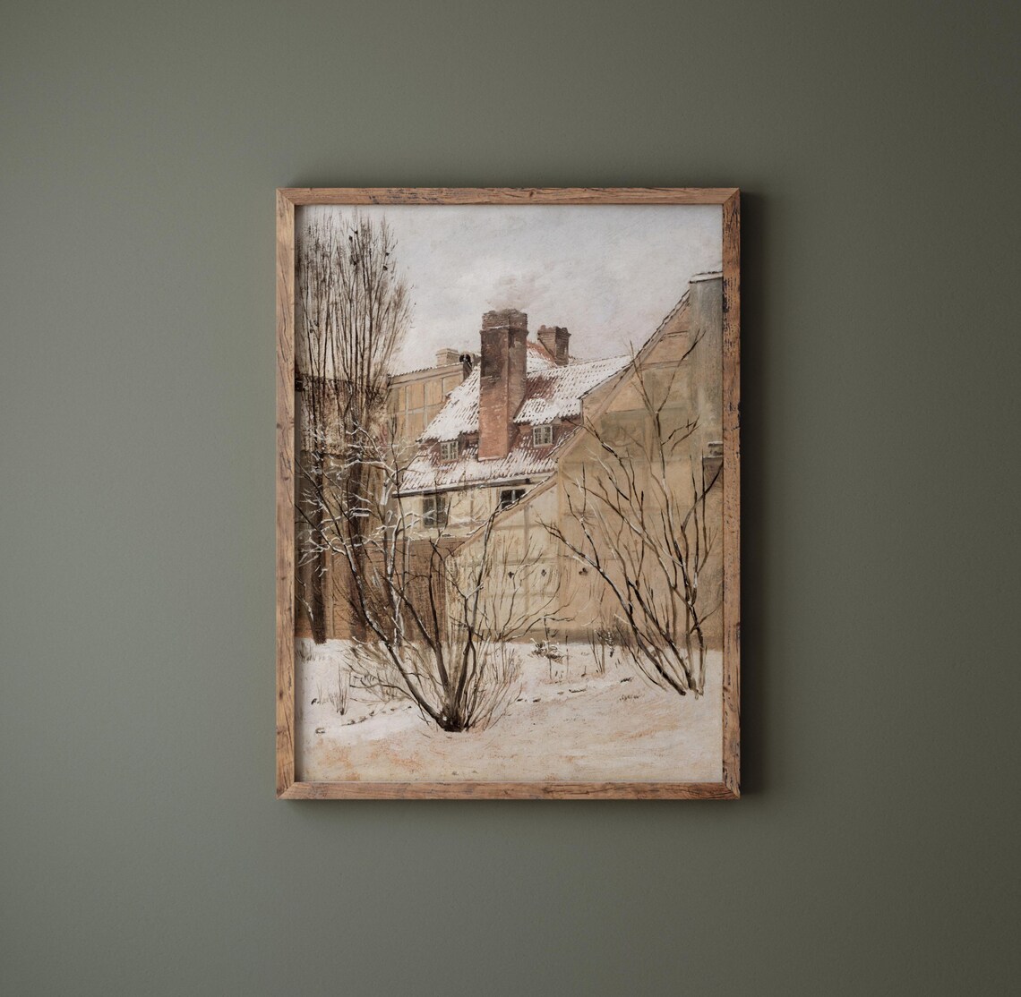 Garden In Winter Vintage Danish House Art Print - Image 3