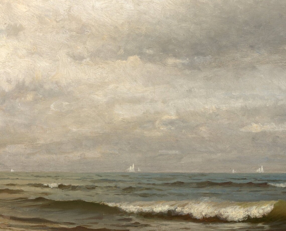 Frame Tv Art Vintage Warm Moody Coastal Beach Painting 92 - Image 2