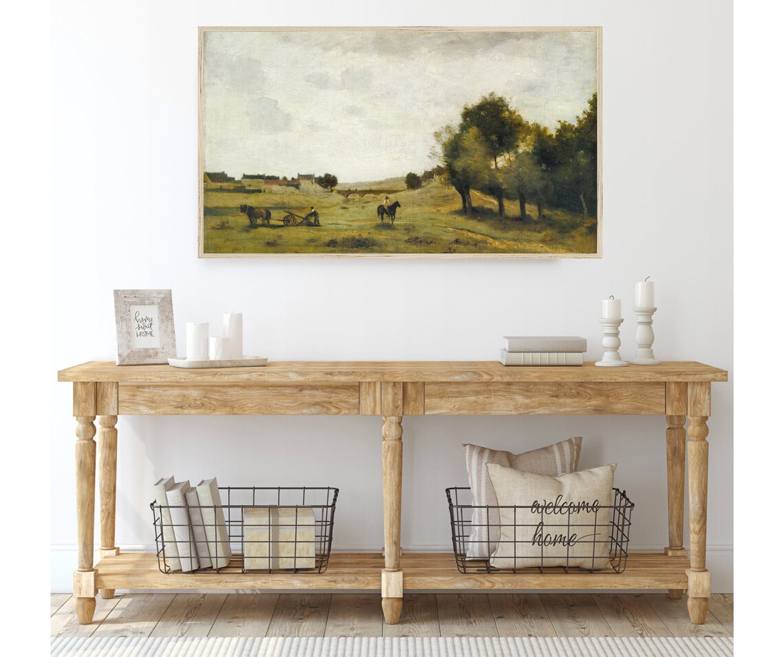 Vintage Farming Fields Landscape Art Print - Image 3