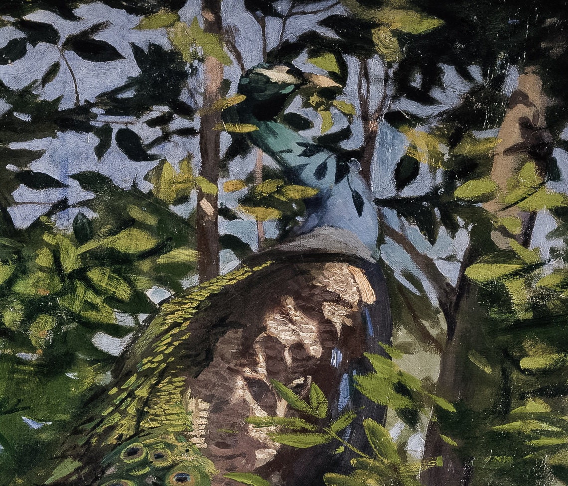 Peacock Hidden In Green Forest Foliage Eye Spot Tail Feathers Poster - Image 3
