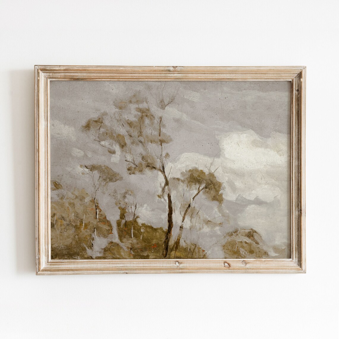 Tree Tops Vintage Neutral Hillside Landscape Art Print