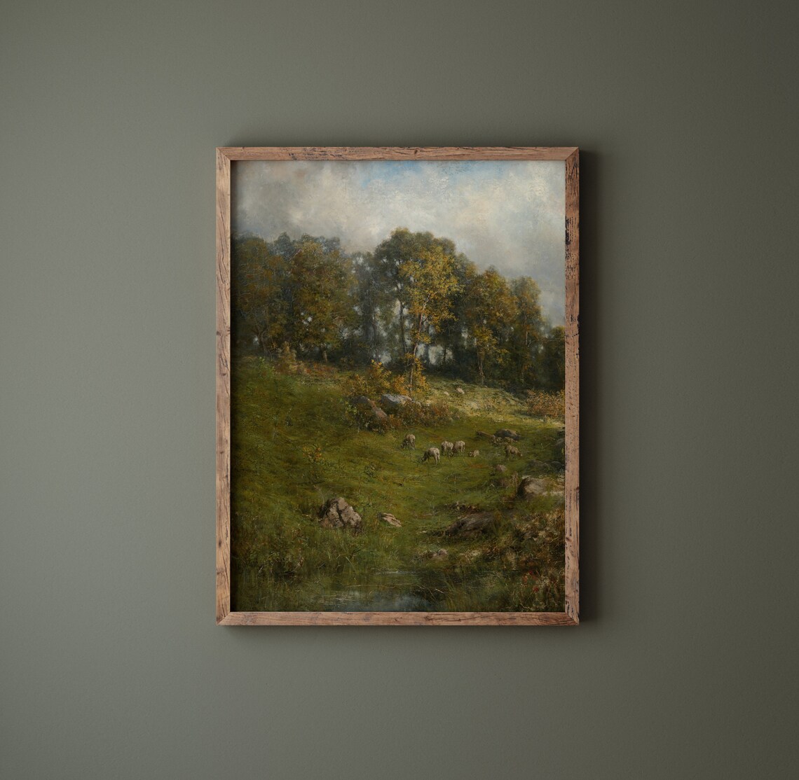 Hillside Pasture Vintage Farm Landscape Art Print - Image 4