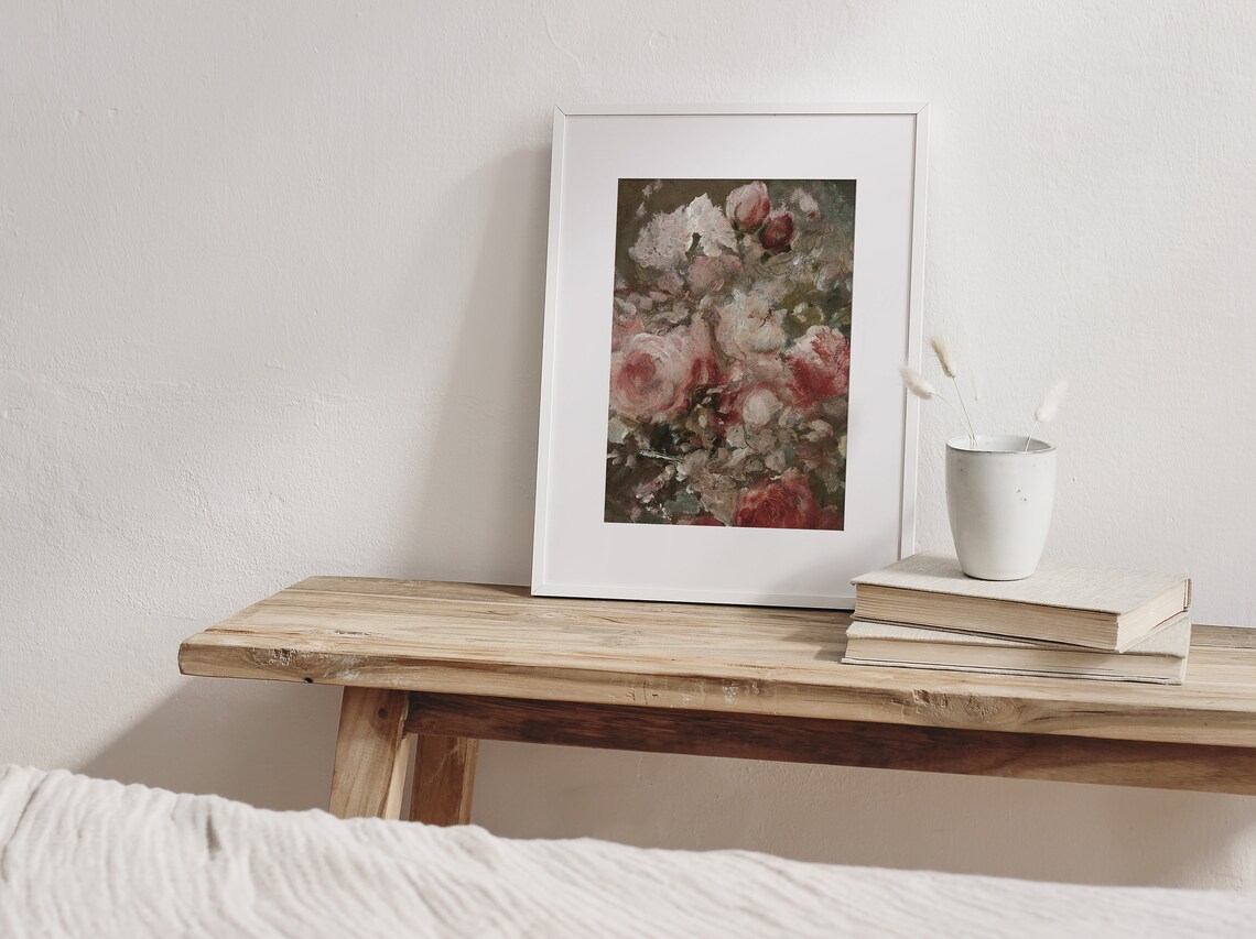 Abstract Roses Vintage Floral Still Life Art Print - Image 2