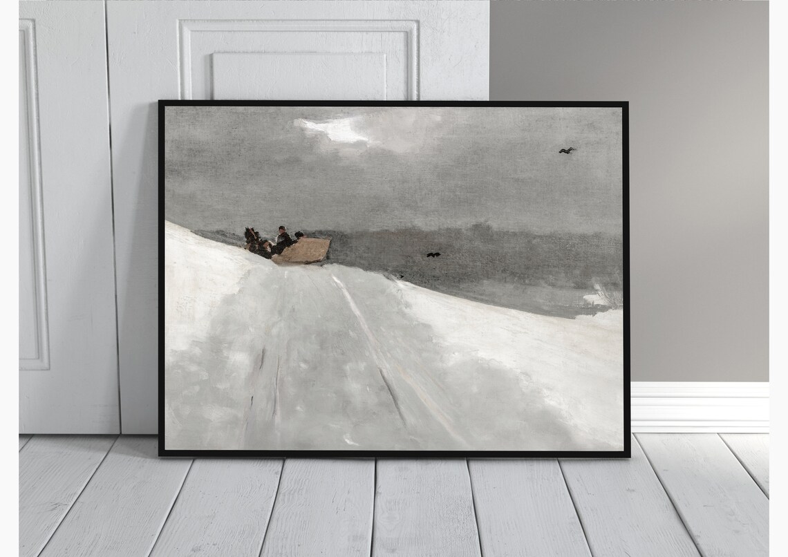 Sleigh Ride Vintage Horse Drawn Sleigh Art Print - Image 3