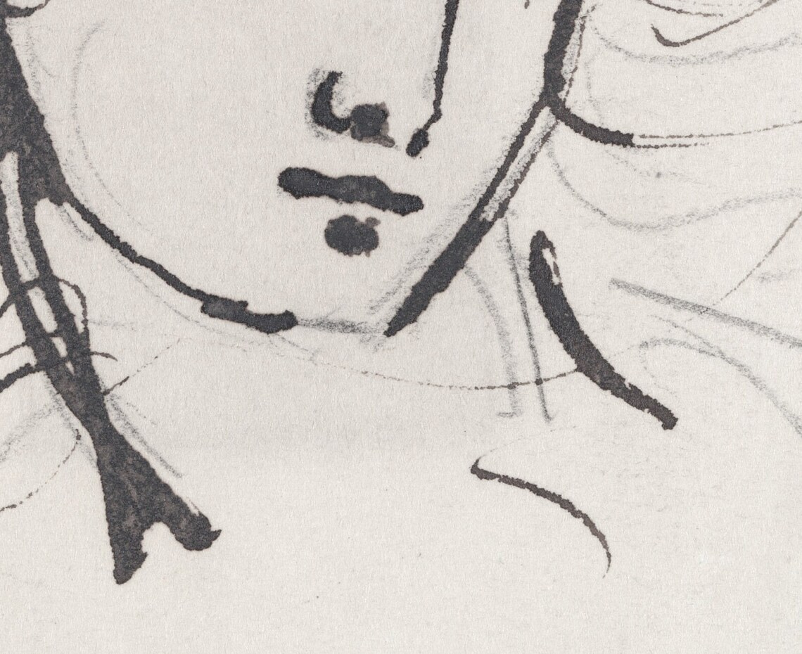 Vintage Visage Ink Portrait Sketch Art Print - Image 3