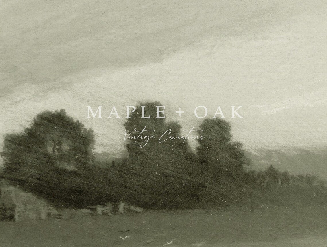 Windswept Vintage Green Landscape Art Print - Image 2