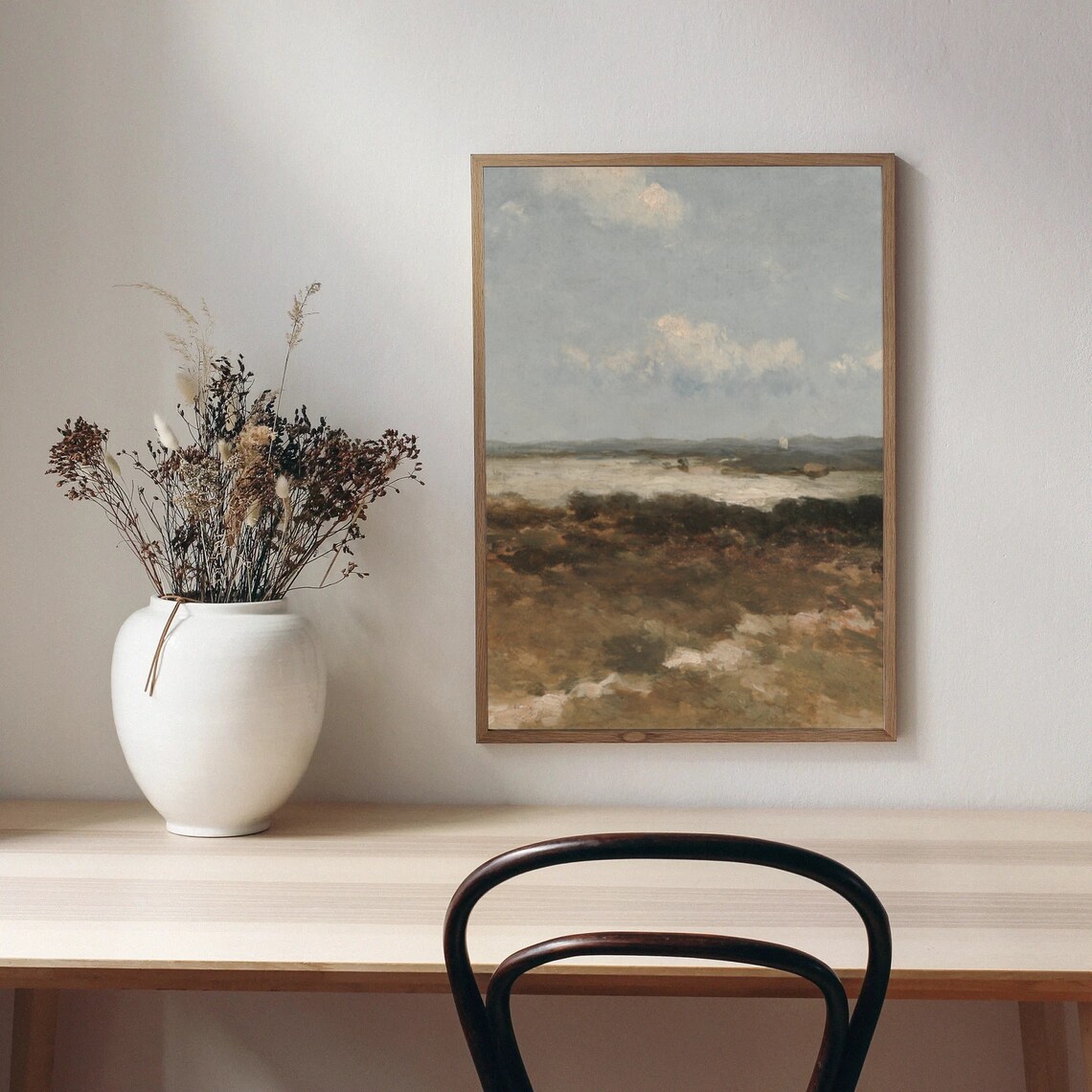 Dune Landscape Vintage Minimal Oil Painting Art Print - Image 2