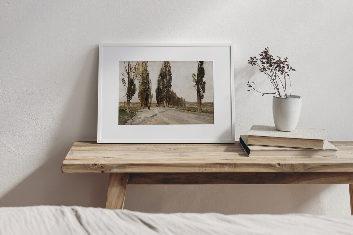 Poplar Boulevard Vintage German Landscape Art Print - Image 3
