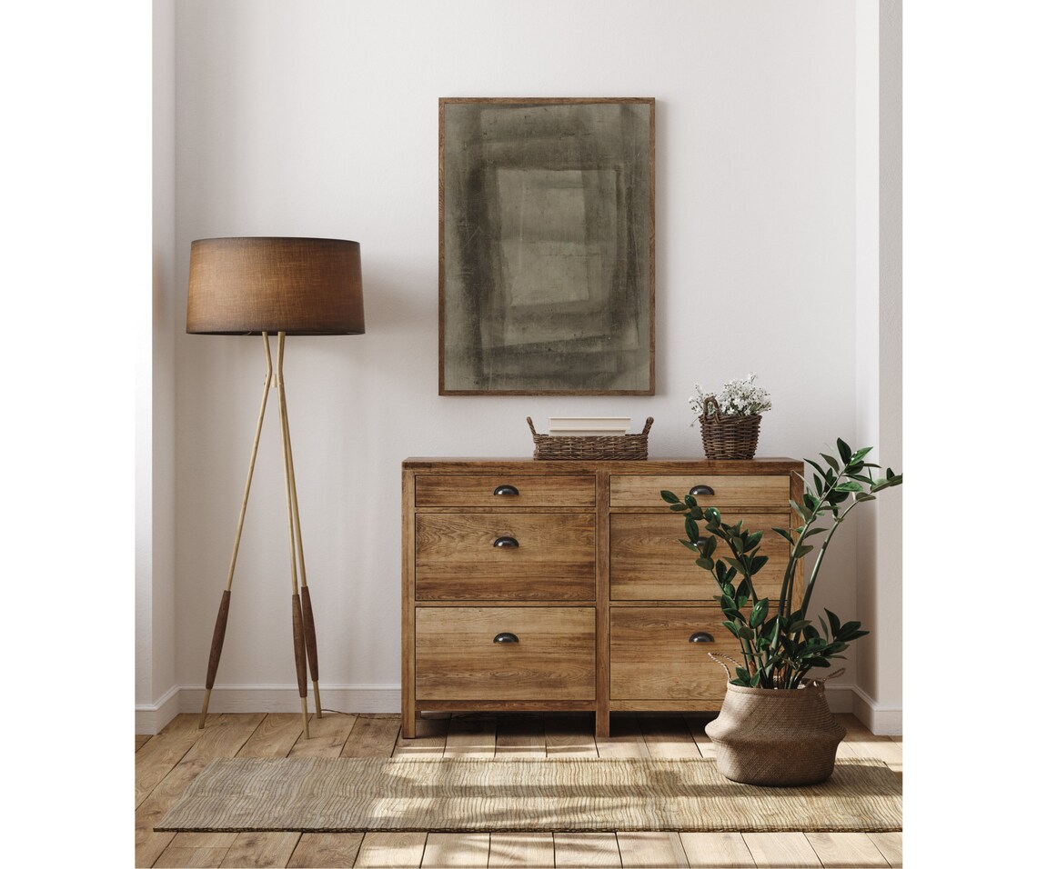 Geometric Abstract Vintage Art Print, Dark Abstract Verso - Image 3