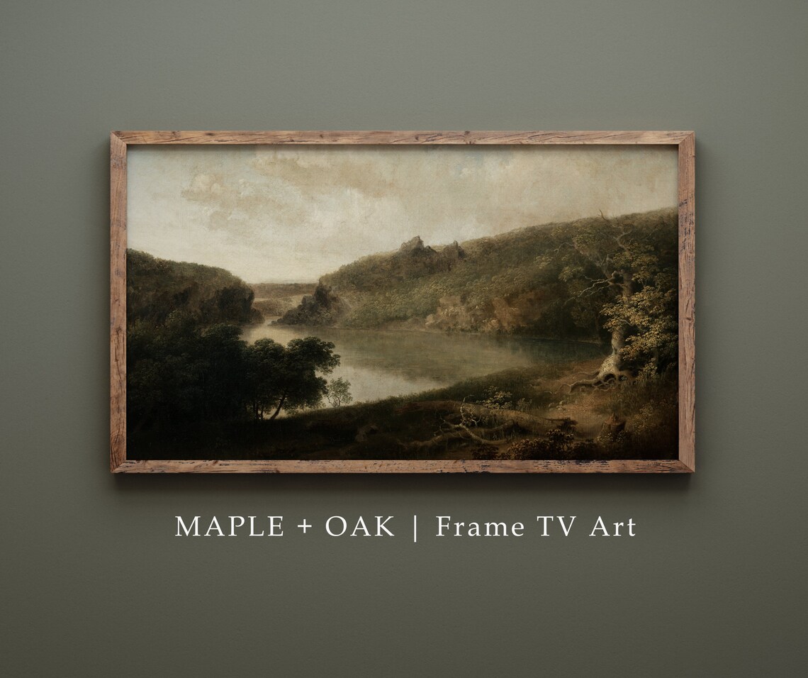 Antique Lake View Painting, Art Print