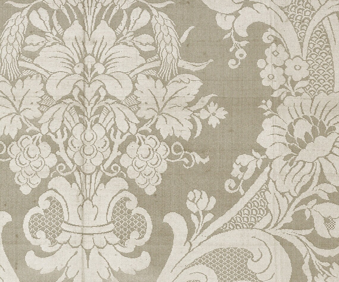 Beige Silk Textile Vintage Damask Art Print - Image 3