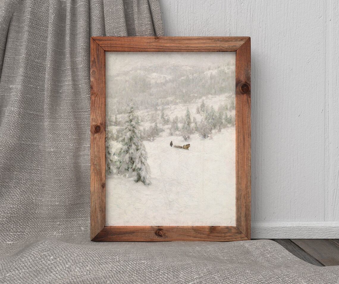 Calm Winter Day Vintage Snow Covered Landscape Art Print - Image 3