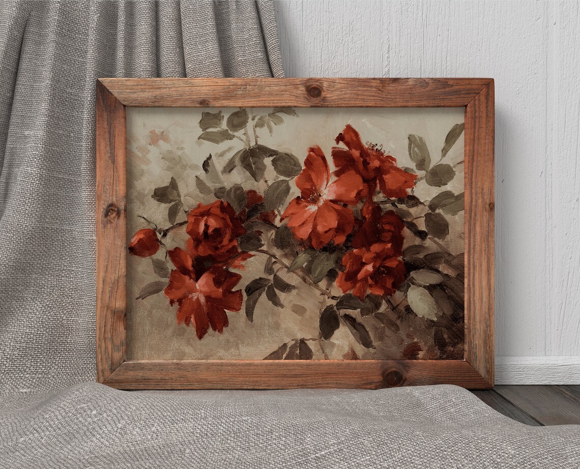 Antique Roses Vintage Flower Painting, Still Life Art Print - Image 4