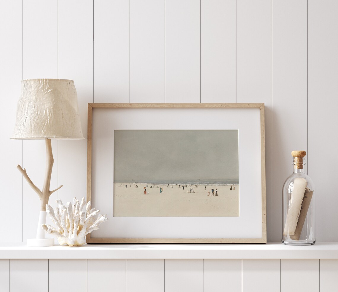 At The Beach Vintage Coastal Scene Art Print - Image 4