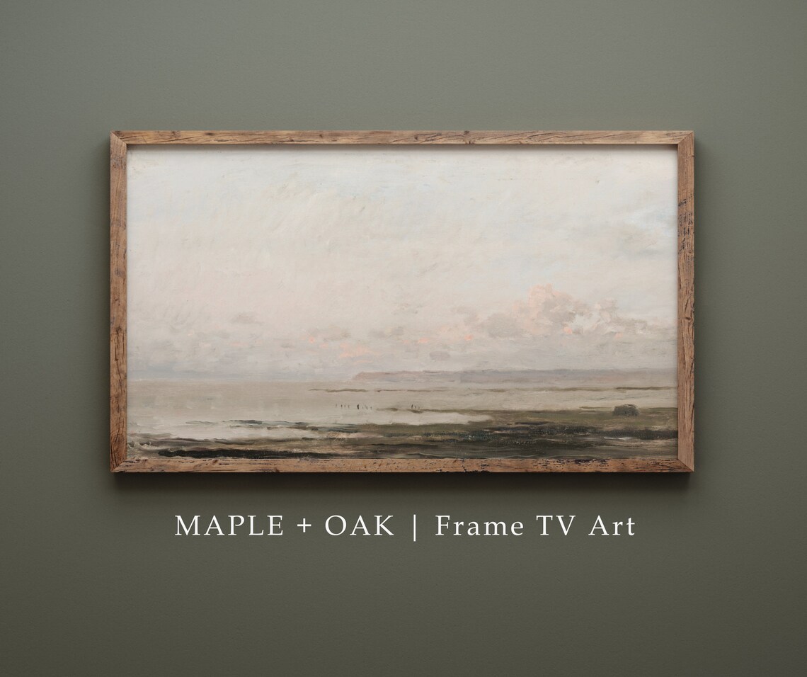 Vintage Hazy Beach Coastal Painting Art Print