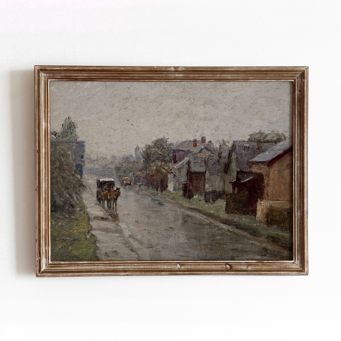 Indiana Road Vintage Street Painting, Horse And Carriage
