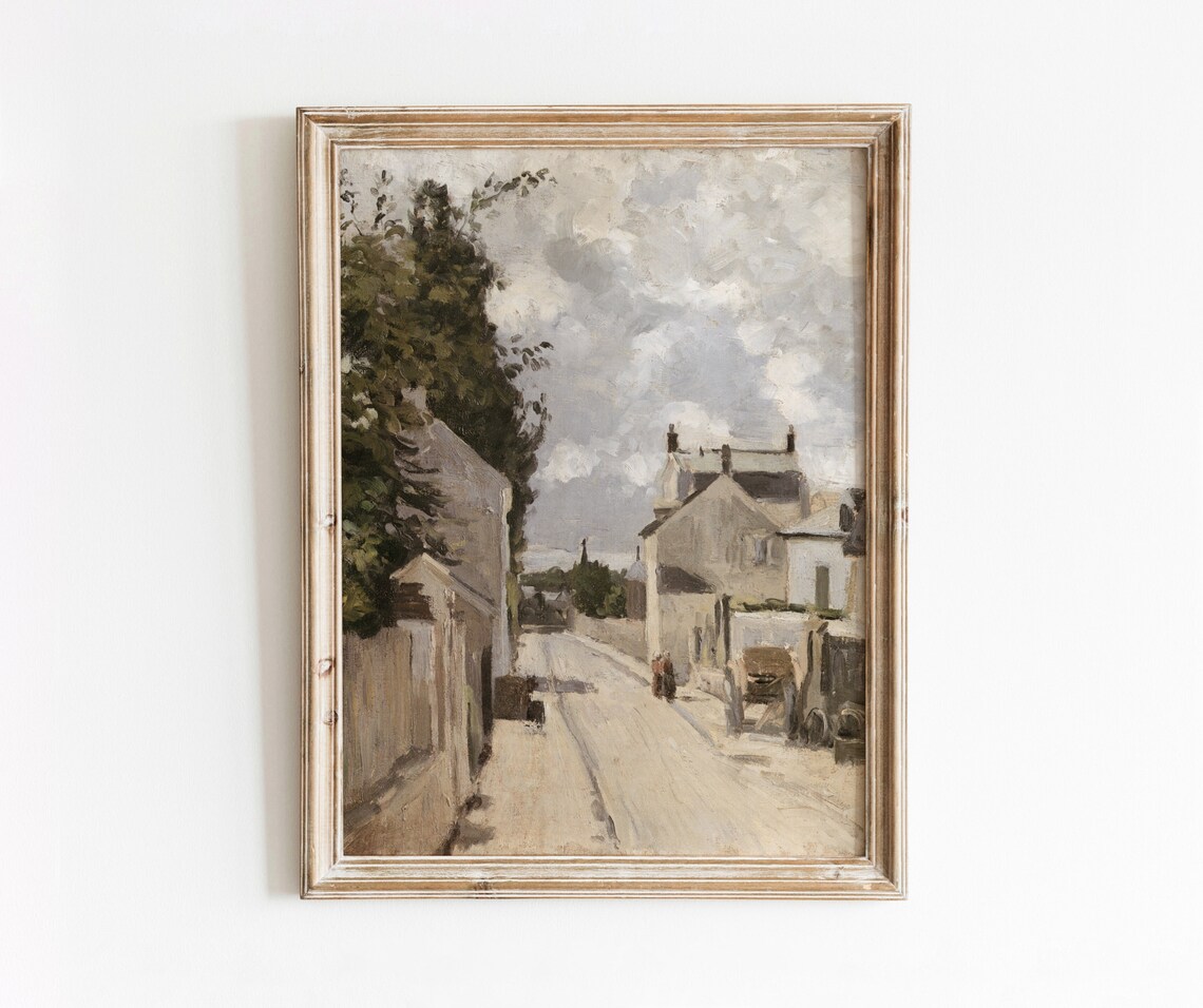 Pontoise Vintage French Lane, European Village Art Print