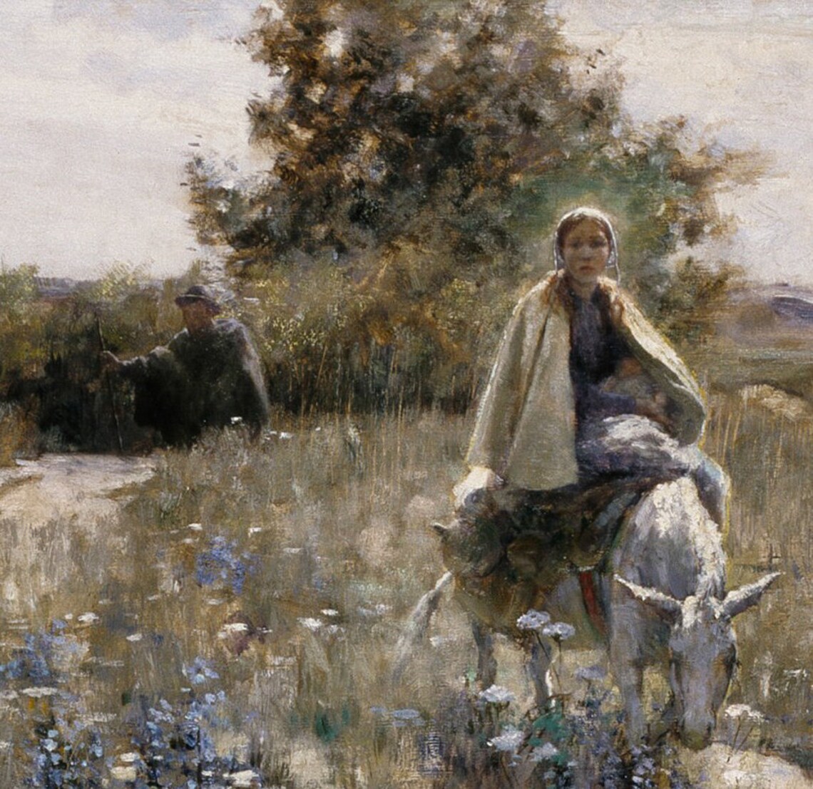 Girl Riding a Donkey Vintage Christian Art Print - Image 2