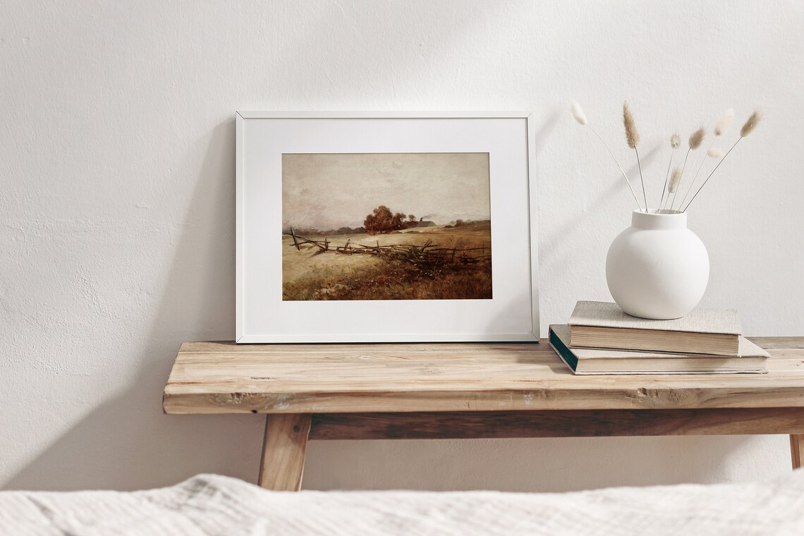 Autumn Fields Vintage Fall Oil Painting Print - Image 2