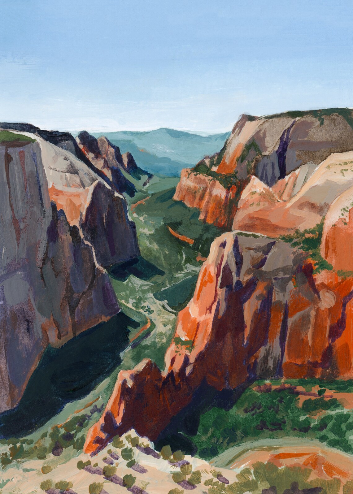 Zion National Park View From Angels Landing, Watercolor Landscape - Image 2